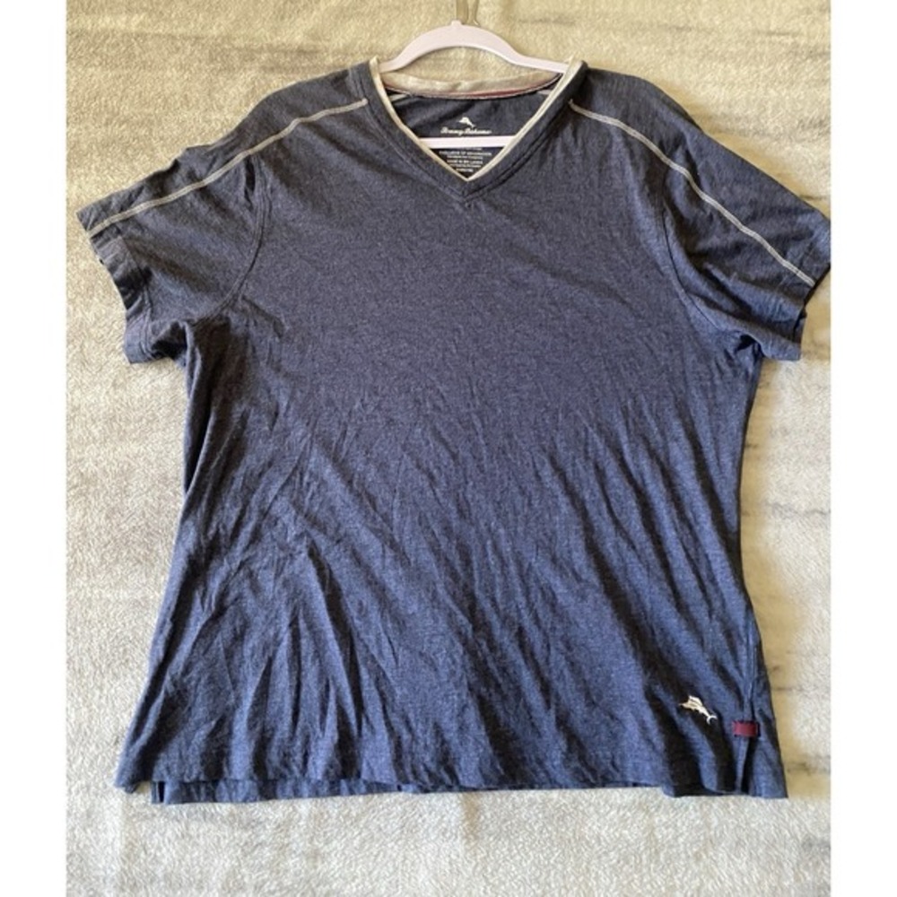 Tommy‎ Bahama Mens Navy Blue Bali Skyline V-Neck T-Shirt TB61820A Large